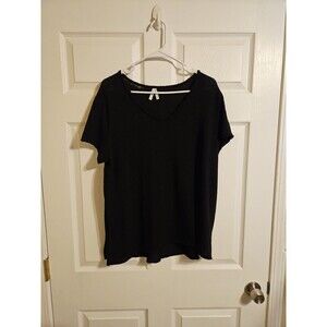 Mudd Women's Black Knit Short Sleeve V-Neck Top Womens Size L Large Vintage